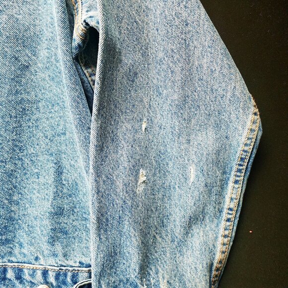 Denim Trucker Utility Jacket Relaxed Fit Medium Wash Lagenlook XL - Picture 3 of 9